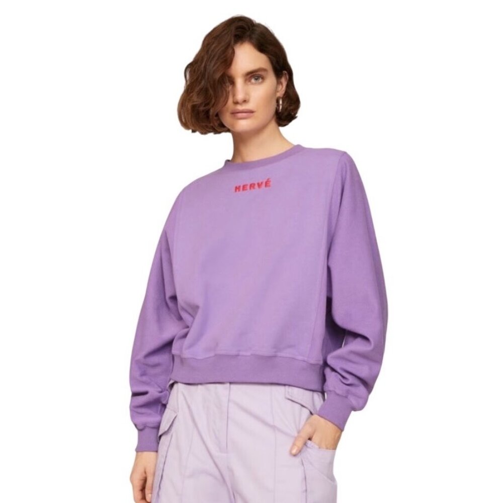 Hervé Womens Lavender Crewneck Sweatshirt Size S
